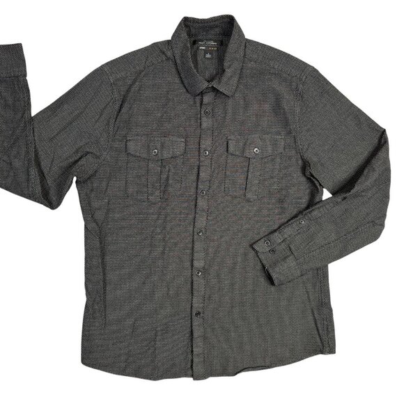 Marc Anthony Luxury Slim Fit Mens Large L Black Textured Button Up Long Sleeve - Picture 9 of 11
